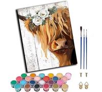 Paint by Numbers for Adults,Paints by Number Kits On Canvas,DIY Color Oil Painting,Home Wall Decor 16x20in/40x50cm,Highland Cow Flower Cow,Frameless