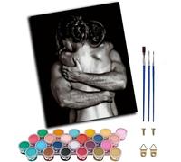 Paint by Numbers for Adults,Paints by Number Kits On Canvas,DIY Color Oil Painting,Home Wall Decor 16x20in/40x50cm,Black White Intimate Couple Man Woman,Frameless