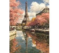 Paint by Numbers for Adults Paris Paint by Numbers for Children Eiffel Tower, Hobbies for Adults Women DIY Canvas Oil Paintings Kits Arts with Accessories Home Wall Decor 12x16in Without Frame 6-1S39