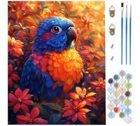 Paint by Numbers for Adults Parrot, Flowers Painting by Number Kits, DIY Canvas Oil Painting Kit Hobbies for Adults Women with 3 Brushes and Acrylic for Halloween Decorations 70x100cm/70x100 cm D1-264