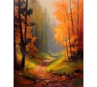Paint by Numbers for Adults,Path Through The Autumn Forest,Easy DIY Paint Art & Craft Set,40x50cm Without Frame