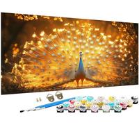 Paint by Numbers for Adults Peacock Paint by Numbers Animal DIY Color Canvas Oil Paintings Creative Hobbies for Adults Kits with Brushes Acrylic Paint Home Decor,Gifts Women, 30x60cm No Frame J3-137