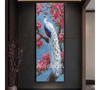 Paint by Numbers for Adults Peacock Paint by Numbers Flower, Canvas Painting by Numbers for Adults Beginners, DIY Acrylic Oil Painting Kits Crafts for Home Wall Decor 45x135 cm/18x53 Inch, No Frame