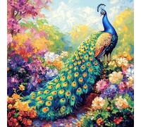 Paint by Numbers for Adults Peacock Paint by Numbers Peony Canvas Art Paintings for Beginners, DIY Color Oil Painting kits with Acrylic Pigment and 3 Brushes, Wall Art Decor for Bdroom Home, 70X70CM