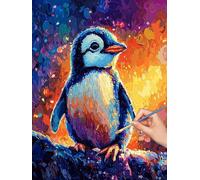 Paint by Numbers for Adults Penguin, Paint by Numbers Canvas Kits for Adults, 3 Nylon Brushes, Animal Painting by Number Kits for Children, Wall Art for Home Decor, Gifts for Women 90x120cm, -8027