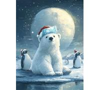 Paint by Numbers for Adults Penguin Paint by Numbers Polar Bears Painting Kits on Canvas, Crafts for Adults DIY Oil Hand Painting Kit, Acrylic Drawing Paintwork, Home Wall Decor Gifts 80x100cm E1-692