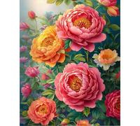 Paint by Numbers for Adults - Peony Flowers Adult Paint by Number Canvas Kits Without Frame, Floral Oil Painting by Numbers Kit for Gift Home Wall Decor 16 x 20 Inch