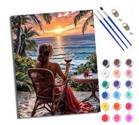 Paint by Numbers for Adults People Watching The Sunset at The Beach Painting by Numbers for Adults DIY Canvas Kits Paint by Number Crafts Kits for Relax and De-Stress Gift Home Decoration 16x20 inch