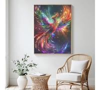 Paint by Numbers for Adults Phoenix, Bird Painting by Numbers for Beginner, Acrylic DIY Colour in Canvas with 6 Brushes, Oil Painting Crafts for Wall Decor - (70x90cm/28x36 Inch, Without Frame) MK3