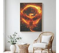 Paint by Numbers for Adults Phoenix, Bird Painting by Numbers for Beginner, Acrylic DIY Colour in Canvas with 6 Brushes, Oil Painting Crafts for Wall Decor - (80x100cm/32x40 Inch, Without Frame) MK75