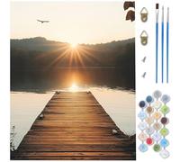 Paint by Numbers for Adults Pier, Lake Painting by Number Kits, DIY Canvas Oil Painting Kit Hobbies for Adults Women with 3 Brushes and Acrylic for Halloween Decorations 70x100cm/70 x 100 cm D1-1092