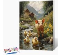 Paint by Numbers for Adults Pig Adult Paint by Numbers Duck, DIY Colorful Canvas Oil Painting Adult Craft Kits, Hobbies for Adults Women Paintings Arts for Home Wall Decor Frameless 30x40cm 5-PI25