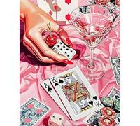 Paint by Numbers for Adults Pink Cocktail and Poker, 16 x 20 Inch