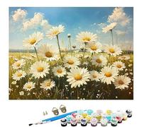 Paint by Numbers for Adults Plant, Daisy Painting by Number Kits, DIY Canvas Oil Painting Kit Hobbies for Adults Women with 3 Brushes and Acrylic for Room Decor 36x48Inch/90x120cm Without Frame L8-386
