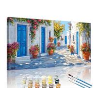 Paint by Numbers for Adults Plant Paint by Numbers Small Town DIY Kits for Adults Beginners, Color Canvas Oil Painting with Brushes & Pigment Set, Home Wall Decor Crafts Women Gift 23.6x47.2in XY#150