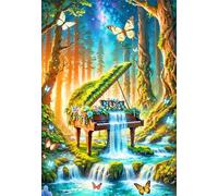 Paint by Numbers for Adults Plant Piano, Painting by Numbers Kits on Canvas, Easy DIY Waterfall Acrylic Pigment Drawing Paintwork for Home Wall Decor, 60x90cm Frameless