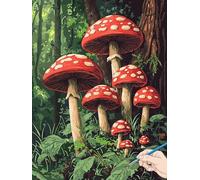 Paint by Numbers for Adults Plants Paint by Numbers Mushroom for Children Beginners, DIY Acrylic Canvas Paintings Kits Hobbies for Adults Women for Halloween Decorations Gifts for Women 30x40cm E-45