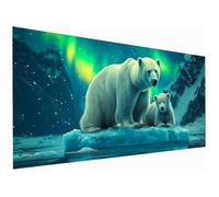 Paint by Numbers for Adults Polar Bears, 20x44 Inch Aurora Paint by Numbers Kits for Adults/Beginner/Kids, DIY Oil Painting Acrylic Paints Kits, Canvas Art Kits for Wall Decor, without Frame O-44