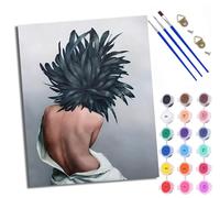 Paint by Numbers for Adults Portrait of a black-haired person from behind Painting by Numbers for Adults DIY Canvas Kits Paint by Number Crafts Kits for Relax and De-Stress Gift Home Decoration