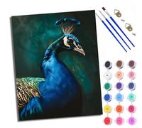 Paint by Numbers for Adults Portrait of a Blue Peacock Painting by Numbers for Adults DIY Canvas Kits Crafts Kits for Relax and De-Stress Gift Home Decoration with Frame