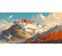 Paint by Numbers for Adults Potala Palace, Easy Paint by Numbers on Pre Printed Colored Canvas Beginners, DIY Art Kits for Adults With Acrylic Pigment and Brush, Wall Decoration Bird 16x32in C-8