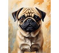 Paint by Numbers for Adults Pug Dog DIY Oil Painting Gift Kits with Digital Painting Set Canvas Art Home Decoration,40x50cm,No Frame