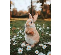 Paint by Numbers for Adults Rabbit Painting by Numbers for Adults, Flower Paint by Number Kits with Paintbrushes and Acrylic Pigment, DIY Oil Paintings Kits for Home Wall Decor Gift 30x40cm, Model 880