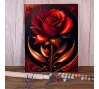Paint by Numbers for Adults,Red Rose Painting by Numbers Kit,Painting by Number Kits On Canvas DIY Color Oil Painting Acrylic Paints for Home Decor DIY Framed 16x20inch