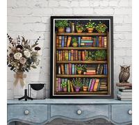 Paint by Numbers for Adults Retro, Paint by Numbers for Children, DIY Easy Hand-Painted Oil Paintings for Relaxation and Home Decor, Gifts for Women, Bookshelf 24x36in/60x90cm (Without Frame) Y3-774