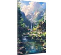 Paint by Numbers for Adults Retro Paint by Numbers with Frame, Hobbies for Adults Women DIY Canvas Oil Painting Kits with Brushes and Acrylic Pigment, Room Decor, Gift for Women, 40x80cm Nature k-1157