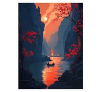 Paint by Numbers for Adults River Paint by Numbers Kits Moon, DIY Hobbies for Adults Women Art Supplies 70x95CM, Wall Art Crafts Canvas for Painting, Gifts for Women and Living Room Decor YH2-3626