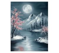 Paint by Numbers for Adults River Paint by Numbers Kits Moon, DIY Hobbies for Adults Women Art Supplies 40 x 30CM, Wall Art Crafts Canvas for Painting, Gifts for Women and Living Room Decor YH2-3454