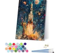 Paint by Numbers for Adults Rocket, Paint by Numbers Kits Planet on Cavans, DIY Craft Oil Paintings Art Kits with Acrylic and Brushes, Painting for Home Wall Decor, Gifts for Women 12x16 in J-3742