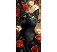 Paint by Numbers for Adults Rose 40x80cm Canvas Wall Art Cat k-295