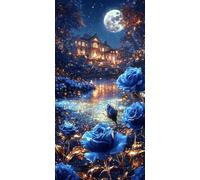 Paint by Numbers for Adults - Rose Castle Paint by Numbers Kits for Beginner, Without Frame DIY Acrylic Oil Adult Painting by Number Canvas Kits, Perfect for Home Wall Decor Gifts 8x16in o-502