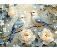 Paint by Numbers for Adults, Rose Diamond Painting Bird, Painting by Numbers for Adults Crystal Art, Acrylic Paint Brushes, Christmas Cross Stitch Kits Home Wall Decor (Without Frame, 80x100cm) U-591