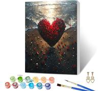 Paint by Numbers for Adults Rose, Heart Paint by Numbers Kits with Frame, DIY Arts and Crafts for Beginners Oil Paintings with Brushes and Acrylic, for Room Decor, Gifts for Women, 40x54in 1-1402