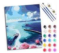 Paint by Numbers for Adults Rose sea Scenery Painting by Numbers for Adults DIY Canvas Kits Crafts Kits for Relax and De-Stress Gift Home Decoration with Frame