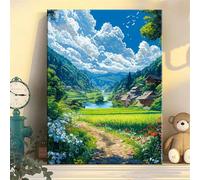 Paint by Numbers for Adults Rural Woods, Painting by Numbers Kits on Canvas, Easy DIY Birds Acrylic Pigment Drawing Paintwork for Home Wall Decor, 60x75cm with Frame