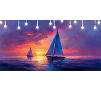 Paint by Numbers for Adults Sailboat Paint by Numbers Kits Sea DIY Canvas Oil Painting Kit 70X95cm for Kids or Beginner with Brushes Acrylic Pigment, Without Frame, Halloween Decorations Gift L6-507