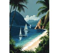 Paint by Numbers for Adults Sailboat Painting by Numbers Mountain Canvas Kits with Acrylic Paint Brushes Hobbies for Adults Women DIY Craft Oil Paintings Art Kits, Home Room Decor Gifts 25x35cm S-573