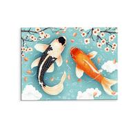 Paint by Numbers for Adults, Sakura Koi Painting by Number Kits On Canvas, Beginner Craft Art DIY Oil Painting Kit Acrylic Pigment Drawing Paintwork for Home Wall Decor (70x90 cm, Frameless) R-1026