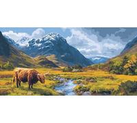 Paint by Numbers for Adults - Scenic Takahara Cattle Paint by Numbers Kits for Beginner, Without Frame DIY Acrylic Oil Adult Painting by Number Canvas Kits, Perfect for Home Wall Decor 48x24in z-197