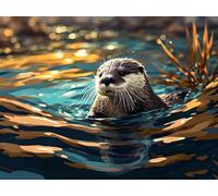 Paint by Numbers for Adults- Sea Otter Canvas Oil Painting Kit for Adults, DIY Kids Craft Art Painting Kit Acrylic Pigment Drawing Paintwork for Gift Home Wall Decorate 16x20inch (Without Frame) S-678
