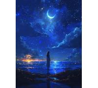 Paint by Numbers for Adults Sea Paint by Numbers for Children Woman, Retro DIY Colorful Canvas Oil Painting Kits Hobbies for Adults Women Paintings Arts for Home Wall Decor with Frame 40x50cm 3-J320