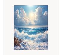 Paint by Numbers for Adults Sea Paint by Numbers Kits 32x24in with Acrylic and Pens Color Canvas for Painting, Cloud Paintings Hobbies for Adults Women,Wall Artwork Room Decor Gifts for Women FYH-6599