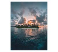 Paint by Numbers for Adults, Sea Painting by Numbers Canvas for Children Wall Art Supplies 16x12in, DIY Small Island Colorful Canvas Painting Adult Crafts for Room Decor and Gifts for Women LSJ-930