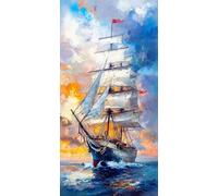 Paint by Numbers for Adults, Sea Sailboat Painting by Number Kits On Canvas, Adults Beginners DIY Acrylic Oil Craft Art Painting Kits with Brushes Gifts for Home Wall Decor (20x40inch/50x100cm) w-278