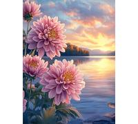 Paint by Numbers for Adults Sea Sunset,Paint by Numbers Canvas Kits,DIY Oil Painting Kits with Brushes Acrylic Pigment Drawing Paintwork for Home Decor 20x30cm(Frameless)