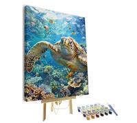 Paint by Numbers for Adults - Sea Turtle Canvas Art & Ocean Color by Number Kit, Underwater World Adult Paint by Number Kits with Coral Reef Wall Decor - 16"x20", Framed